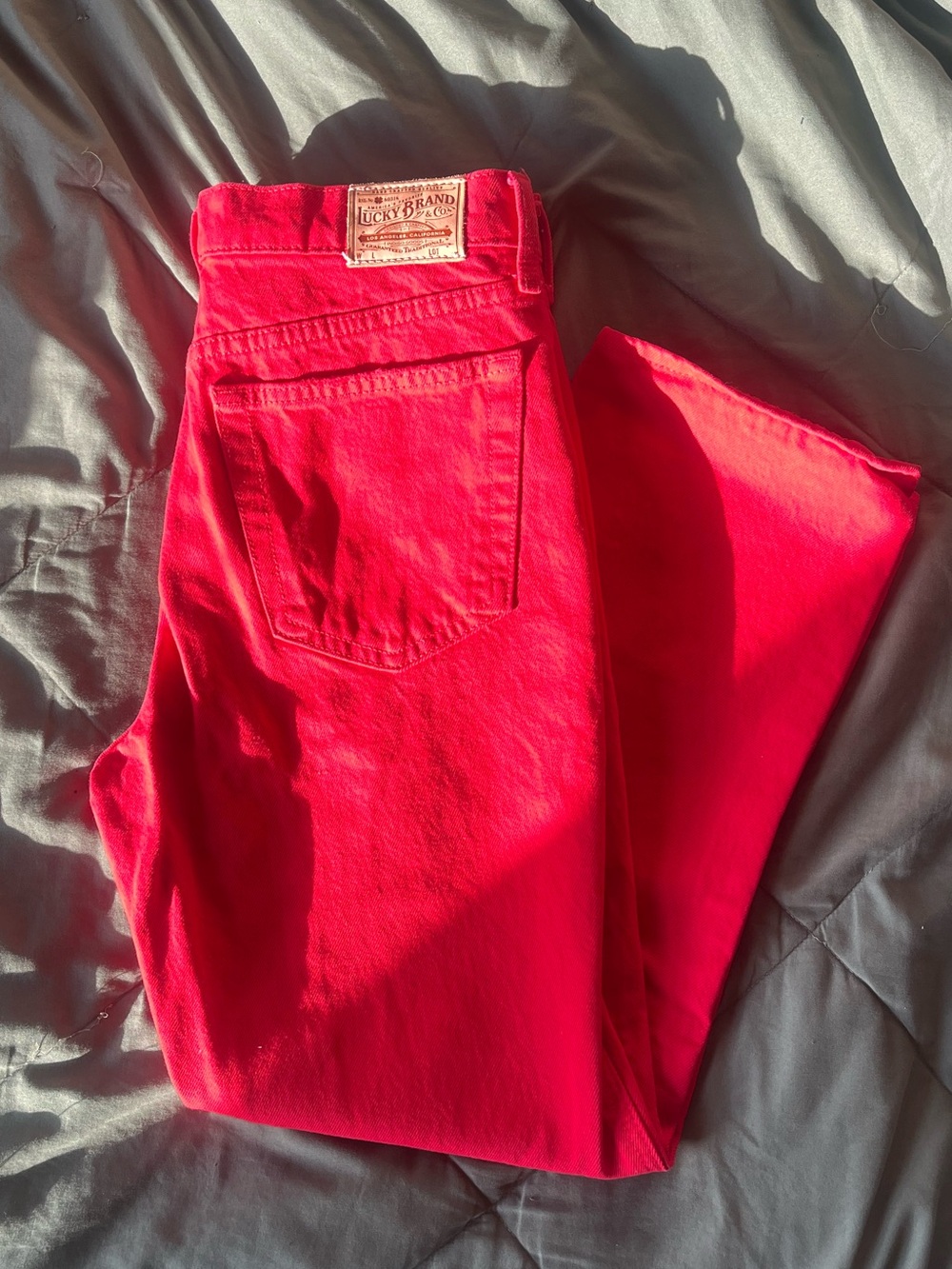 Lucky Brand Women's Bright Red Authentic Straight Crop Jeans